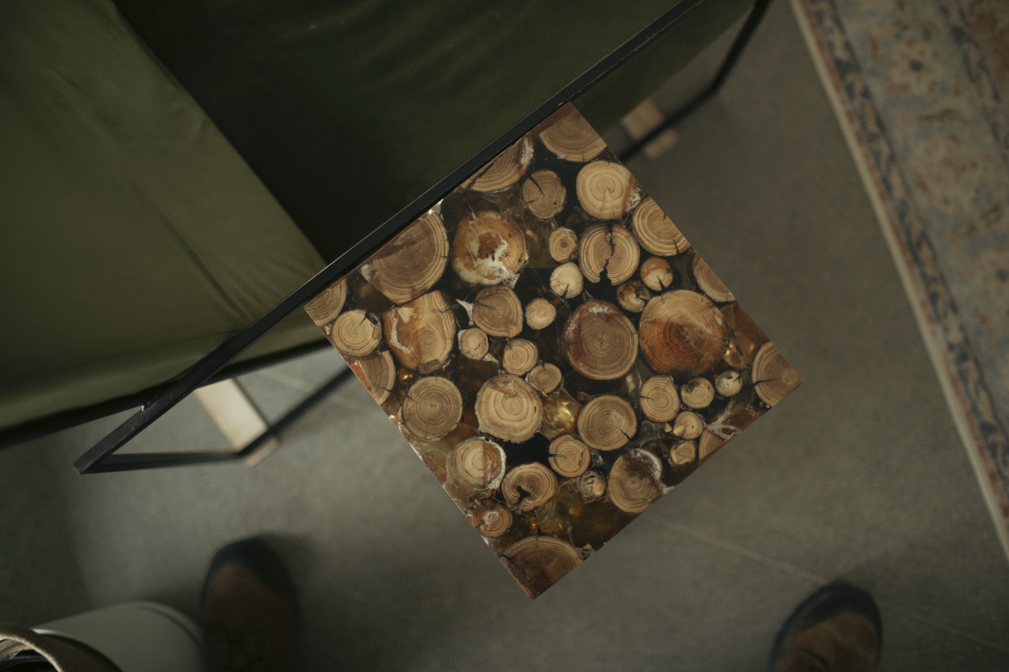 Resin and Log Slice Side Table