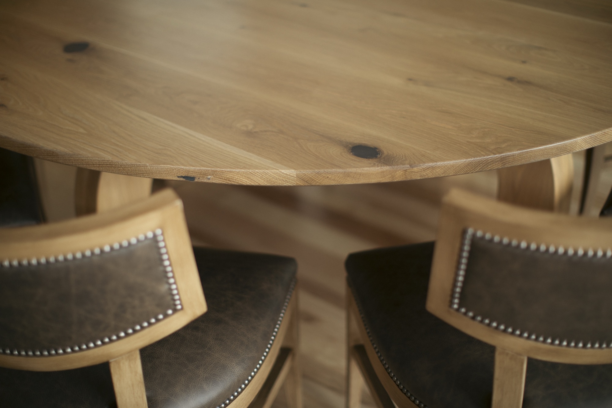 Round White Oak Dining Table